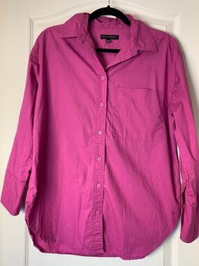 Banana Republic Fuchsia Button-Up Shirt Relaxed Fit 100% Cotton XS Bold Chic